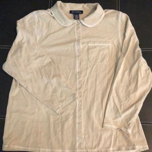 Cute Denim&Co scollop neck snap up light jacket.